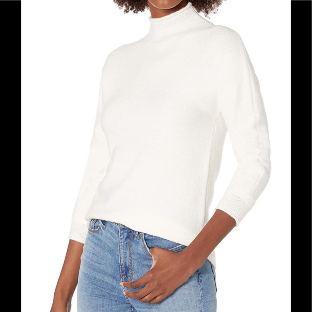 Lark & Ro Women's Boucle Dolman Long Sleeve Mock Neck Relaxed Fit Sweater